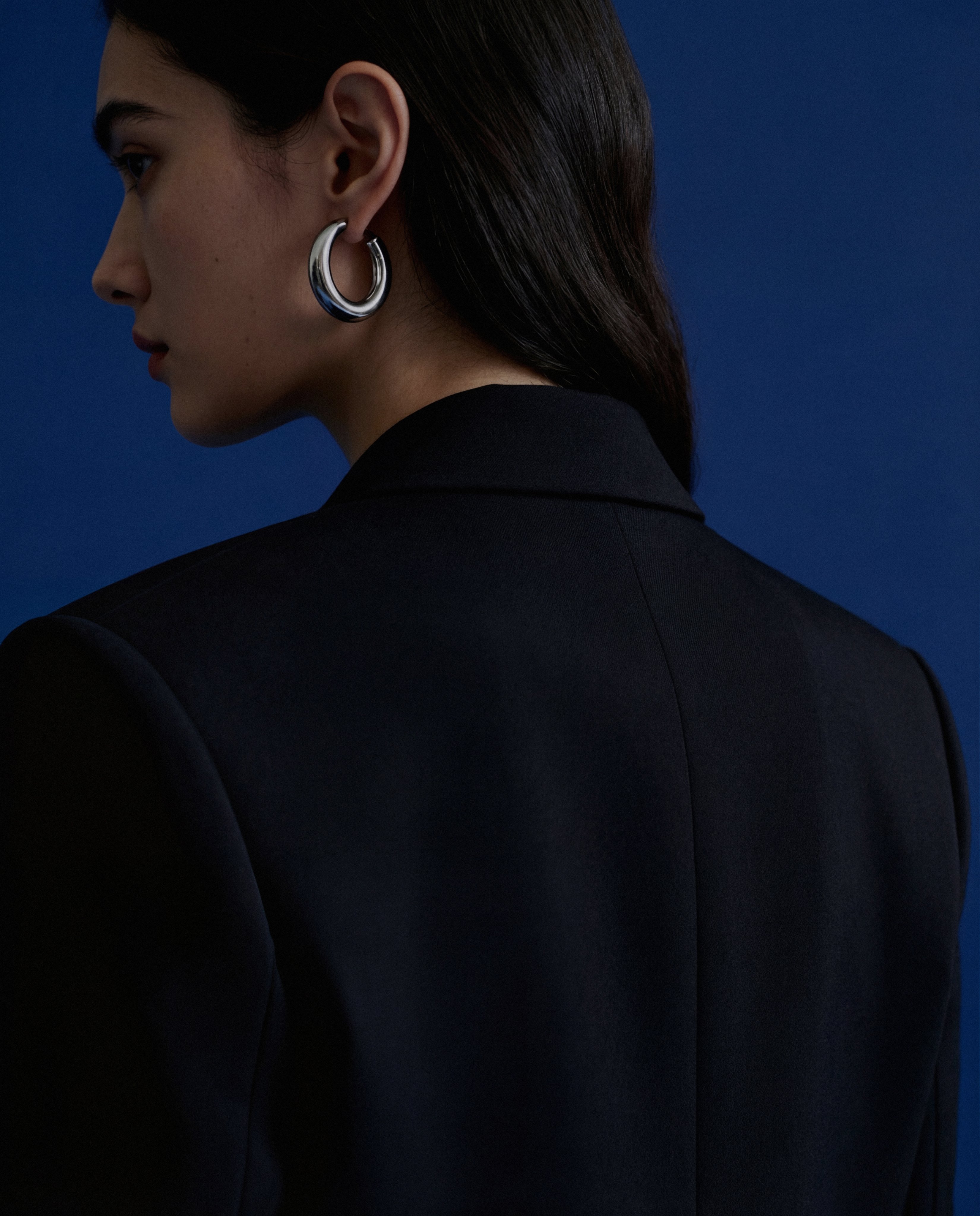 Woman with blue background