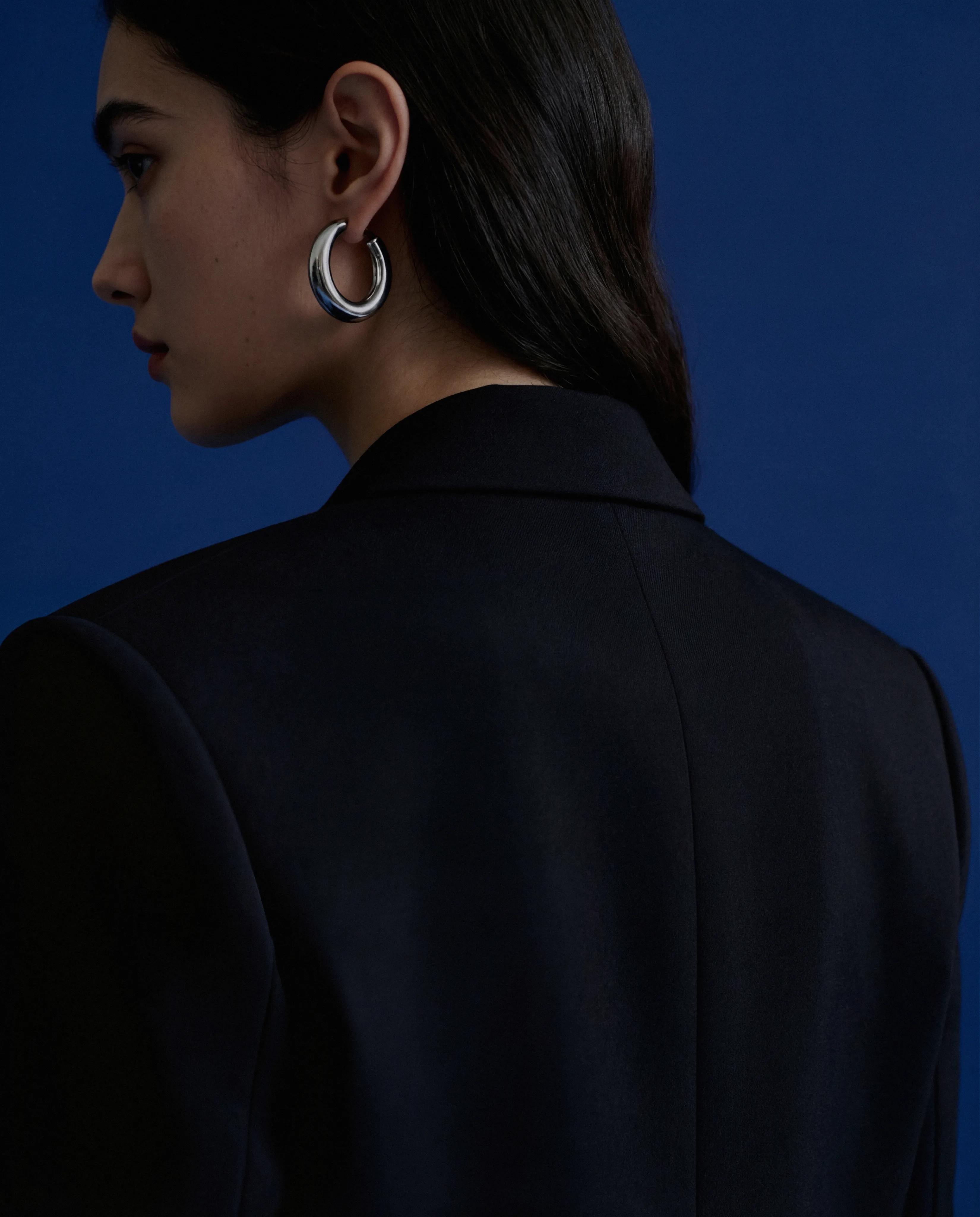 Woman with blue background